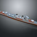 Detailed Military Warship Model With Scale Design And Naval Weapon Features
