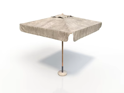 Outdoor Square Sunshade Umbrella With Beige Fabric Canopy And Stable Base 3d model