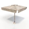 Outdoor Square Sunshade Umbrella With Beige Fabric Canopy And Stable Base