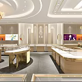 Elegant Jewelry Store Interior With Modern Display Cases And Chandelier Lighting