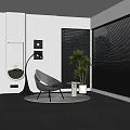 Modern sofa combination side table green plant carpet floor lamp 3d model