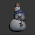 Adorable Snowman Figure With White Body Blue Scarf Orange Hat And Brown Stick Arms