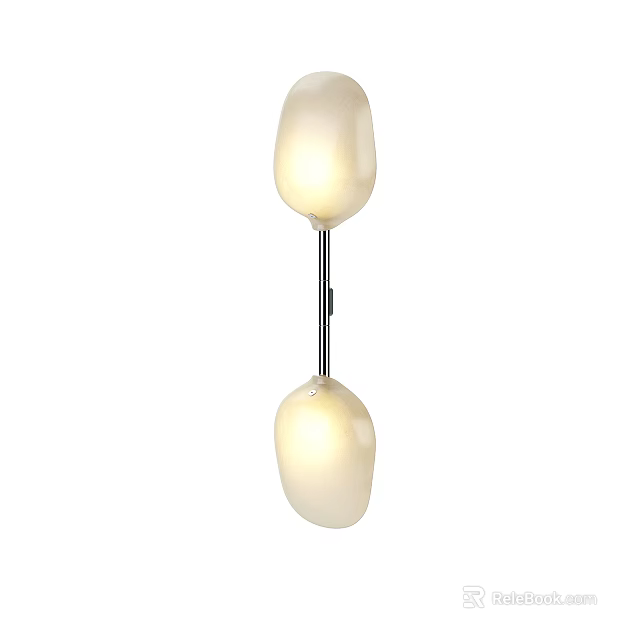 Modern Wall Light With Double White Globe Shades And Metal Frame Design 3d model
