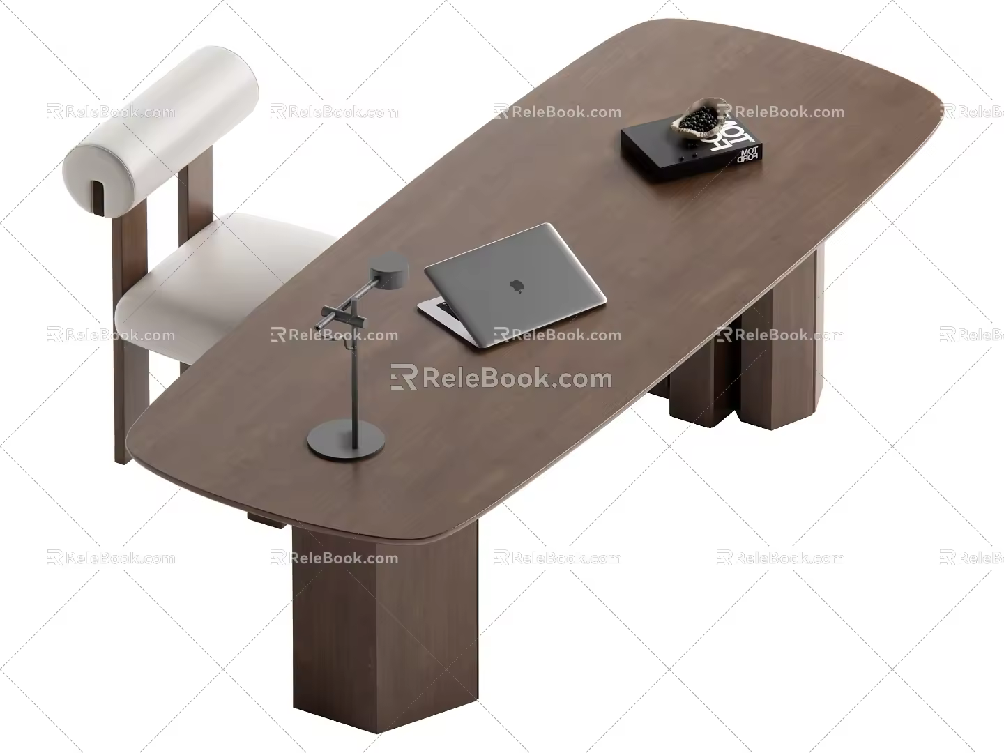 Middle style desk and chair 3d model