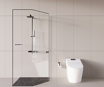 Modern shower room shower toilet glass partition 3d model