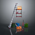 Diving Platform Diving Base Mobile Iron Frame Mobile Iron Ladder Movable Ladder Competition Watch Rack Outdoor Items 3d model