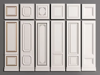 Various Styles of Decorative Wall Paneling with Different Patterns and Designs 3d model