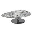 Modern Oval Coffee Table With Marble Top And Sleek Metal Base 3d model
