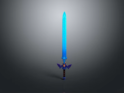 Fantasy Blue Glowing Sword With Decorative Hilt And Sharp Blade Design 3d model