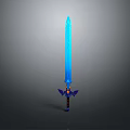 Fantasy Blue Glowing Sword With Decorative Hilt And Sharp Blade Design