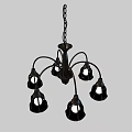 Wrought Iron Chandelier with Multiple Black Lamp Holders and Vintage Design