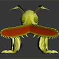 Golden Ant Game Movie Character with Large Red Mouth Serrated Teeth and Yellow Wings