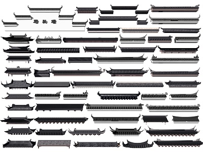 Chinese Eaves Cornice Line Ancient Building Eaves Flying Ridge Roof Ridge Horse Head Wall Tile Door Head Wall Head Roof Style Building Components model