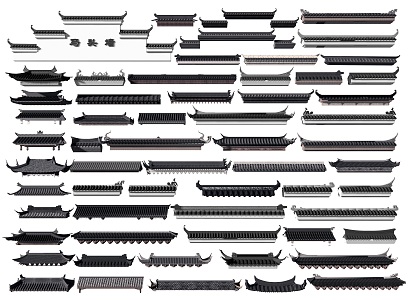 Chinese Eaves Cornice Line Ancient Building Eaves Flying Ridge Roof Ridge Horse Head Wall Tile Door Head Wall Head Roof Style Building Components 3d model