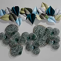 Modern Elegant Metal Wall Decor with 3D Geometric Leaves and Flower Patterns 3d model