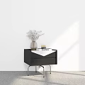 Modern Black Cabinet Setup With Vase Dried Flowers And Book On White Wall Background