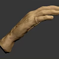Detailed Textured Yellow Hand Model With Realistic Skin Features Against Dark Background