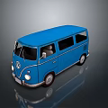 Blue Vintage Volkswagen Bus Featuring Classic Exterior Design And Retro Style Look