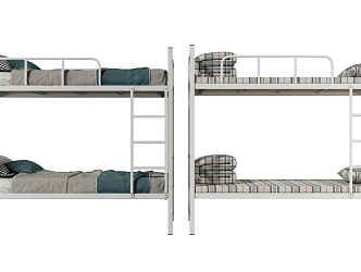 Modern Upper and Lower Bed Student Dormitory Bunk Bed 3d model