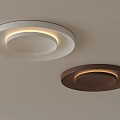 Modern Round Ceiling Lights in White and Walnut with Soft LED Glow 3d model