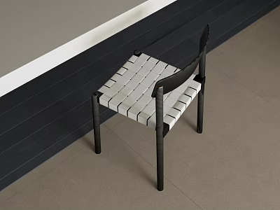 Modern Single Chair with Black Frame and White Woven Seat Design 3d model