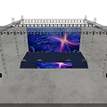Modern Stage Setup With Colorful Lighting Large LED Screen And Decorative Patterns