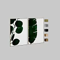 Two Piece Green Leaf Botanical Prints With Golden Frame And Multiple Color Options