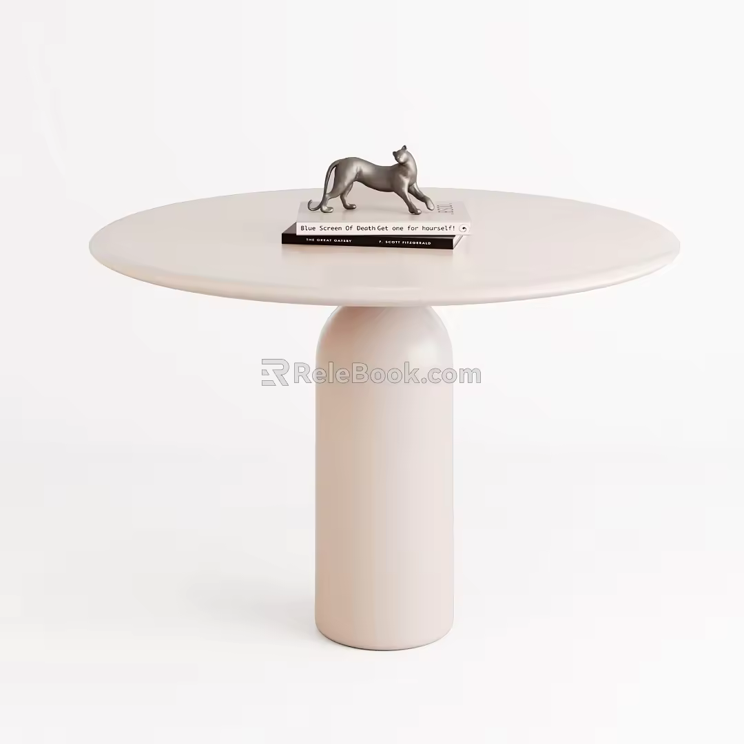 Cream Style Dining Table Round Dining Table Metal Dining Table Vintage Dining Table Negotiation Table 3d model