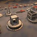 Wooden Circular Tower In Ancient Tribal Village With Surrounding Huts And Fences