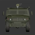 Green Military Off-Road Vehicle with Mounted Machine Gun on Roof Large Tires and Armored Body