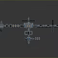 3D Rendered Space Station Structure With Connected Modules Ring Component And Orange Solar Panels