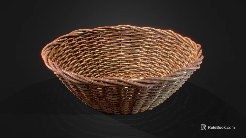 Handmade Woven Basket With Natural Material For Home Storage And Decor 3d model 