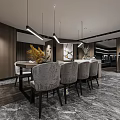 Modern Luxury Kitchen Interior With Marble Flooring Island Dark Cabinets And Bar Stools