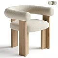 Modern Beige Upholstered Single Chair With Light Wood Frame Round Armrests And Square Legs