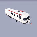 Stylish White Recreational Vehicle With Red Stripes Windows Wheels And Hitch
