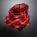 Red Plaid Scarf With Intricate Pattern And Fringed Edges Fashion Design
