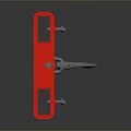 Red Mechanical Structure With Metal Hook And Connecting Fasteners