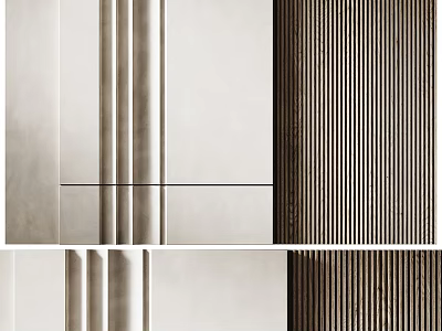 Modern TV Background Wall Design Featuring Light And Dark Vertical Panel Patterns 3d model