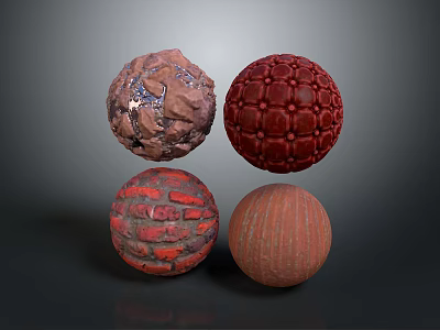 Scenic Textured Spheres Featuring Diverse Natural and Architectural Patterns 3d model