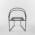 Modern Dining Chair with Black Metal Frame Mesh Seat and Sleek Curved Backrest