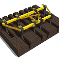 Yellow Industrial Tilling Machinery with Metal Frame and Black Tines for Soil Cultivation
