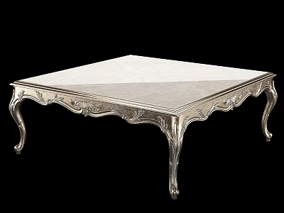 Elegant Luxury Dressing Table With Ornate Silver Metal Frame And White Top 3d model