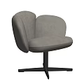 Modern Leisure Chair With Beige Fabric Upholstery And Rounded Back Metal Swivel Base