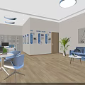 Spacious Activity Hall Interior With Circular Stage Wooden Floor Skylight And Yellow Star Decorations