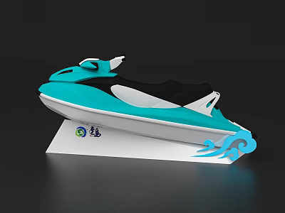 Sleek Turquoise And White Yacht With Streamlined Design And Wave Accents 3d model