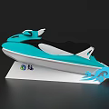 Sleek Turquoise And White Yacht With Streamlined Design And Wave Accents