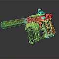 Colorful Toy Gun with Gradient Yellow Orange Red Barrel Gray Body Modern Tactical Sight Design