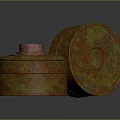 Rusty Old Military Bomb Shells Circular Ammunition With Rusty Texture