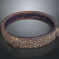Antique Style Intricately Carved Bracelet With Geometric Pattern And Decorative Details