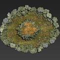 Three Shading and Two Flats Mountain Stone Pile Grassland Woodland Realistic Legend Wind Miracle Wind 3d model